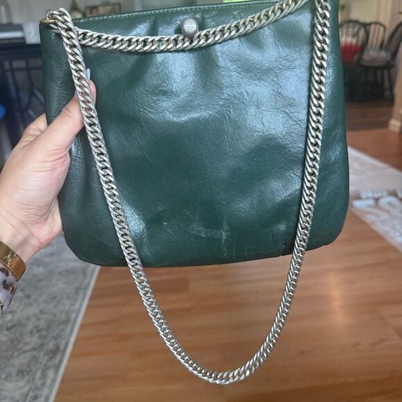 Vintage Ruth Green Leather Panther Cougar Head Purse Handbag Chain Silver - Picture 6 of 6